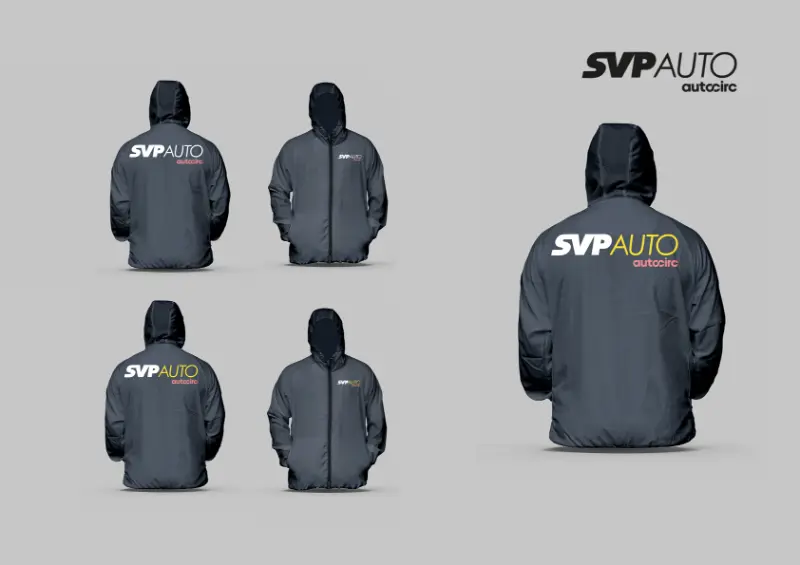 SVP Auto- Fardamento Mockup de Parkers azuis escuras feitas pela OURS Team para a SVP Auto