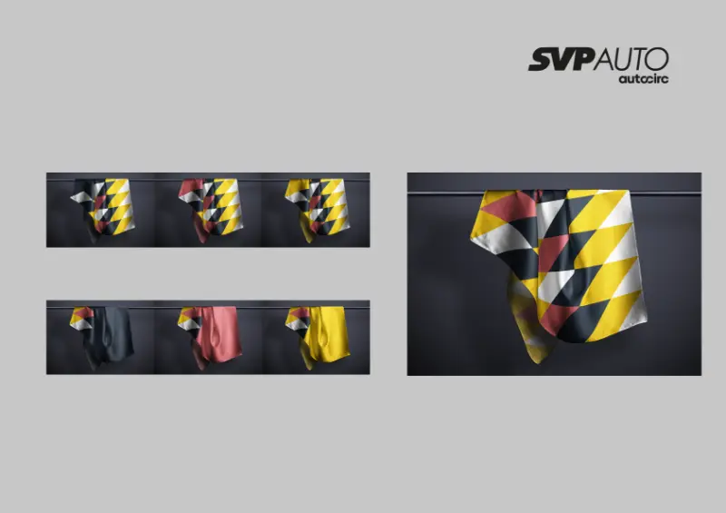 SVP Auto- Fardamento Mockup de lenços com diferentes padrões realizados pela OURS Team para a SVP Auto