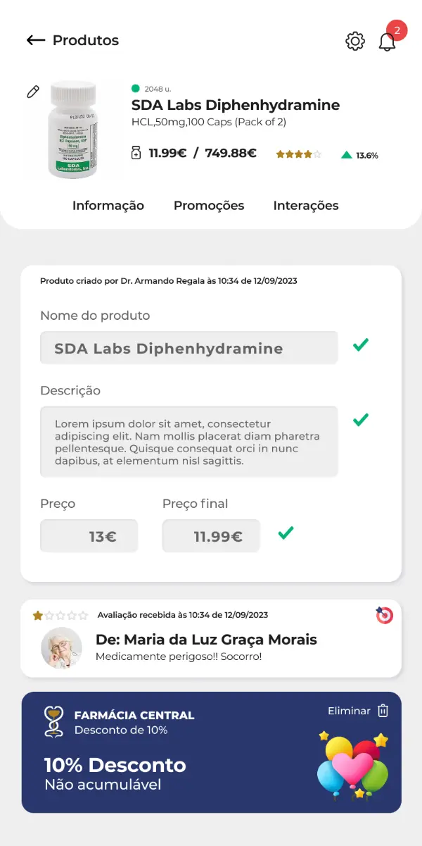 Farmacia Central Back Office Farmácia Central Cantanhede, Farmaceutic · App and Web Design · OURS TEAM, Aveiro