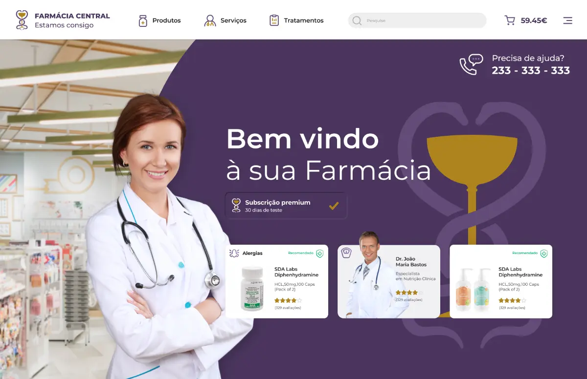 Farmacia Central Web Design Farmácia Central de Cantanhede online store homepage webdesign by OURS TEAM, Aveiro